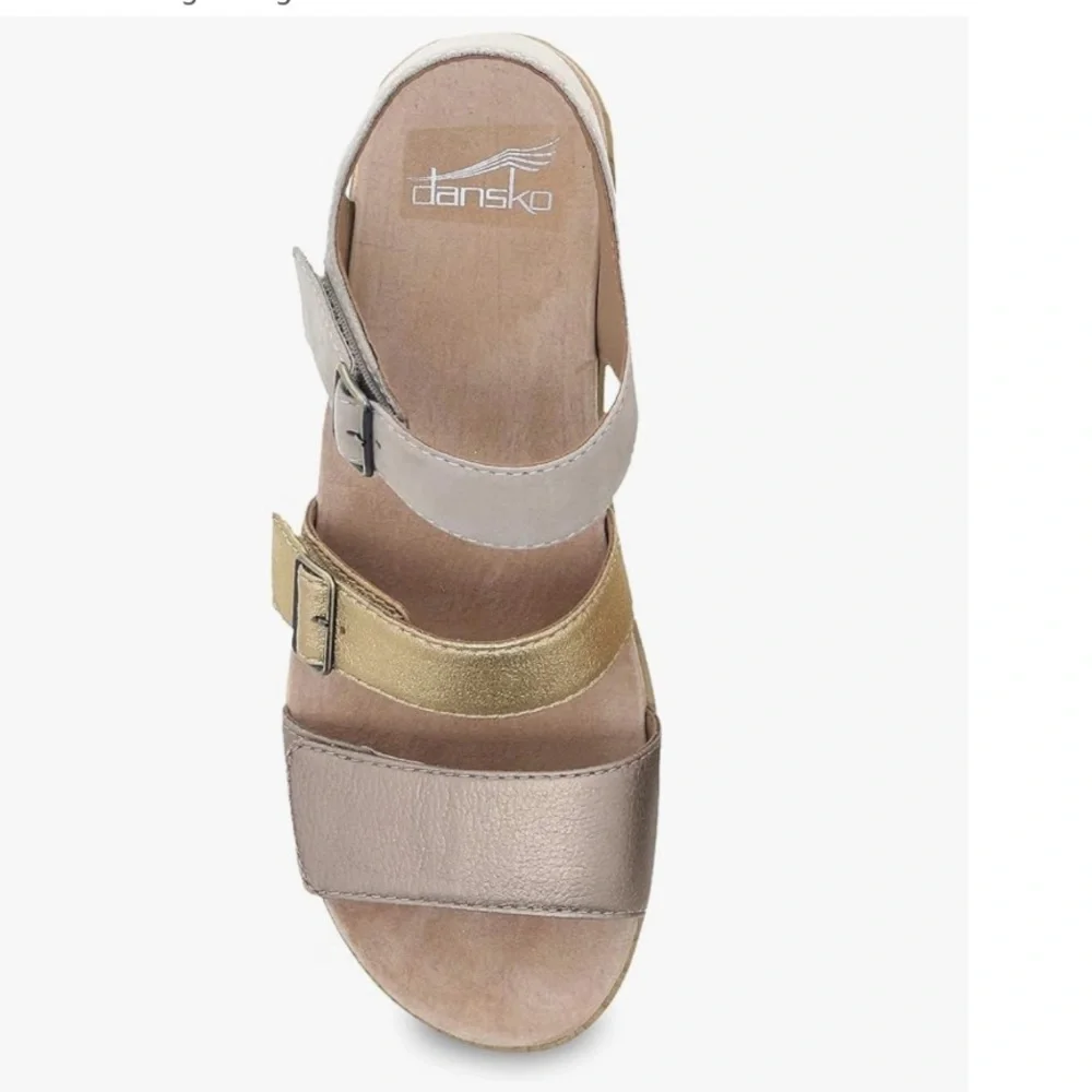 Dansko Womens Malena Taupe Leather Ankle Strappy Heels Shoes - Picture 2 of 8
